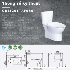 Bồn cầu 2 khối nắp rửa cơ Caesar CD1320 + TAF060