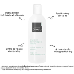 Ziaja Dầu Tắm Mềm Mịn Da Med Atopic Skin Dermatological Formula Bath & Shower Oil Softening 270Ml (CTY)