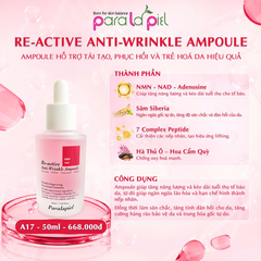 Paralapiel (A17) Tinh Chất Chống Nhăn Da Re-active Anti-Wrinkle Ampoule 50ml (CTY)
