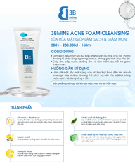 3Bmine (3B01) Sửa Rửa Mặt Da Dầu Mụn Acne Foam Cleansing 150ml (CTY)