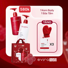 Set Eviralab Kem Tone Up Body + Sữa Tắm AHA