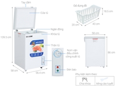 Tủ đông mini Hòa Phát HPF AD6107 107 lít DÀN ĐỒNG