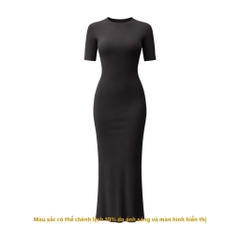DD17 - Đầm Bodycon Cổ Tròn Tay Lửng Dáng Dài Ôm Body 123cm