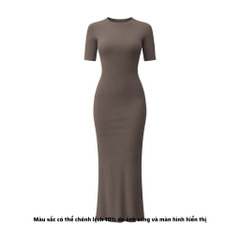 DD17 - Đầm Bodycon Cổ Tròn Tay Lửng Dáng Dài Ôm Body 123cm