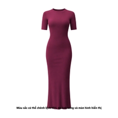 DD17 - Đầm Bodycon Cổ Tròn Tay Lửng Dáng Dài Ôm Body 123cm