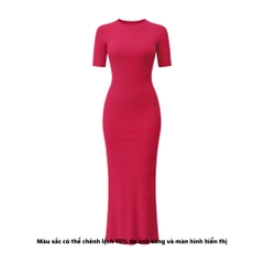 DD17 - Đầm Bodycon Cổ Tròn Tay Lửng Dáng Dài Ôm Body 123cm