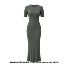 DD17 - Đầm Bodycon Cổ Tròn Tay Lửng Dáng Dài Ôm Body 123cm