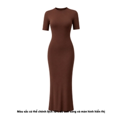 DD17 - Đầm Bodycon Cổ Tròn Tay Lửng Dáng Dài Ôm Body 123cm