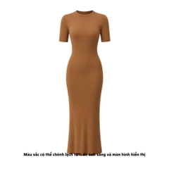 DD17 - Đầm Bodycon Cổ Tròn Tay Lửng Dáng Dài Ôm Body 123cm