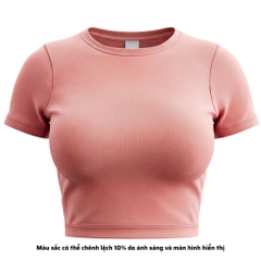 TC - Áo Thun Croptop Cổ Tròn Tay Con