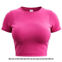 TC - Áo Thun Croptop Cổ Tròn Tay Con