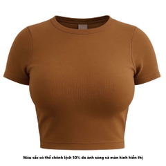 TC - Áo Thun Croptop Cổ Tròn Tay Con