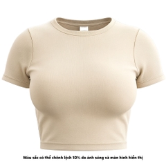 TC - Áo Thun Croptop Cổ Tròn Tay Con