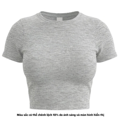 TC - Áo Thun Croptop Cổ Tròn Tay Con
