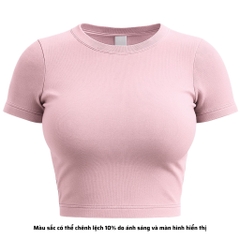 TC - Áo Thun Croptop Cổ Tròn Tay Con