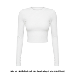 TD - Áo Tay Croptop Dài Cổ Tròn Ôm Dáng Trơn Thun Borip