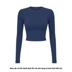 TD - Áo Tay Croptop Dài Cổ Tròn Ôm Dáng Trơn Thun Borip