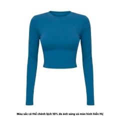 TD - Áo Tay Croptop Dài Cổ Tròn Ôm Dáng Trơn Thun Borip