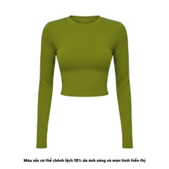 TD - Áo Tay Croptop Dài Cổ Tròn Ôm Dáng Trơn Thun Borip