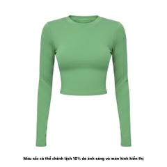 TD - Áo Tay Croptop Dài Cổ Tròn Ôm Dáng Trơn Thun Borip