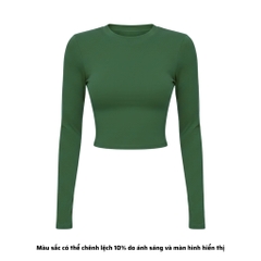 TD - Áo Tay Croptop Dài Cổ Tròn Ôm Dáng Trơn Thun Borip