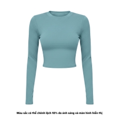 TD - Áo Tay Croptop Dài Cổ Tròn Ôm Dáng Trơn Thun Borip