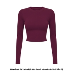 TD - Áo Tay Croptop Dài Cổ Tròn Ôm Dáng Trơn Thun Borip
