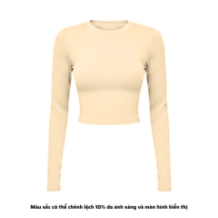 TD - Áo Tay Croptop Dài Cổ Tròn Ôm Dáng Trơn Thun Borip