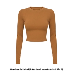 TD - Áo Tay Croptop Dài Cổ Tròn Ôm Dáng Trơn Thun Borip