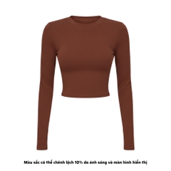 TD - Áo Tay Croptop Dài Cổ Tròn Ôm Dáng Trơn Thun Borip