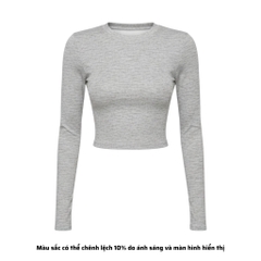 TD - Áo Tay Croptop Dài Cổ Tròn Ôm Dáng Trơn Thun Borip