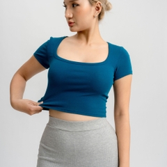 A7 - Áo Croptop Cổ Vuông Croptop Trơn Tay Con