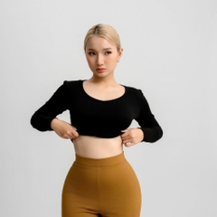 A12 - Áo Cổ Tim Tay Dài Nữ Có Viền Thun Borip