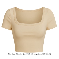 A7 - Áo Croptop Cổ Vuông Croptop Trơn Tay Con