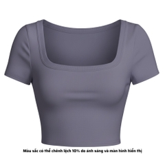 A7 - Áo Croptop Cổ Vuông Croptop Trơn Tay Con