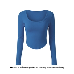 A8 - Áo Thun Croptop Cổ Vuông Vạt Bầu Dài Tay