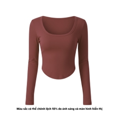 A8 - Áo Thun Croptop Cổ Vuông Vạt Bầu Dài Tay