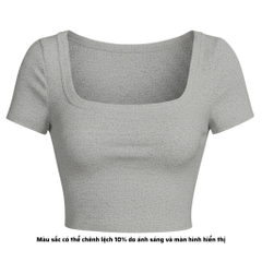 A7 - Áo Croptop Cổ Vuông Croptop Trơn Tay Con