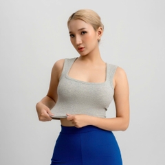A13 - Áo Croptop Cổ Vuông Sát Nách Nữ Trơn Thun Cotton