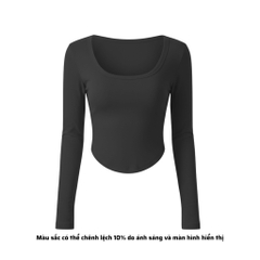 A8 - Áo Thun Croptop Cổ Vuông Vạt Bầu Dài Tay