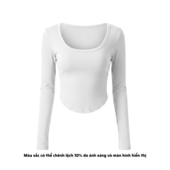 A8 - Áo Thun Croptop Cổ Vuông Vạt Bầu Dài Tay