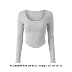 A8 - Áo Thun Croptop Cổ Vuông Vạt Bầu Dài Tay