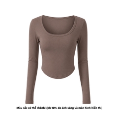 A8 - Áo Thun Croptop Cổ Vuông Vạt Bầu Dài Tay