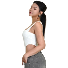 A18 - Áo Bodysuit 2 Dây Bảng To Thun Sọc Ý 2 Lớp 4 Màu Có Nút Bấm Minimal Basic Cơ Bản Đơn Giản Dễ Phối