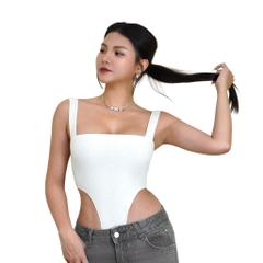 A18 - Áo Bodysuit 2 Dây Bảng To Thun Sọc Ý 2 Lớp 4 Màu Có Nút Bấm Minimal Basic Cơ Bản Đơn Giản Dễ Phối
