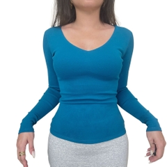 A32 - Áo Cổ Tim Dài Tay Dáng Dài Thun Cotton Borip