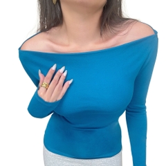 A41 - Áo Bẹt Vai Trễ Vai Dài Tay Form Babytee Dáng Dài