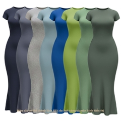 DDC1 - Đầm Đuôi Cá Dáng Dài Ôm Body Cổ Tròn Tay lửng 134cm