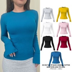 A22 - Áo Dài Tay Xẻ Thân Dài 7 Màu Thun Cotton Borip
