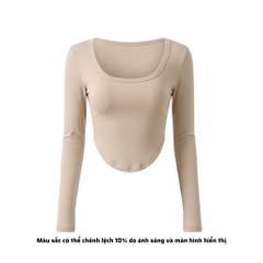A8 - Áo Thun Croptop Cổ Vuông Vạt Bầu Dài Tay